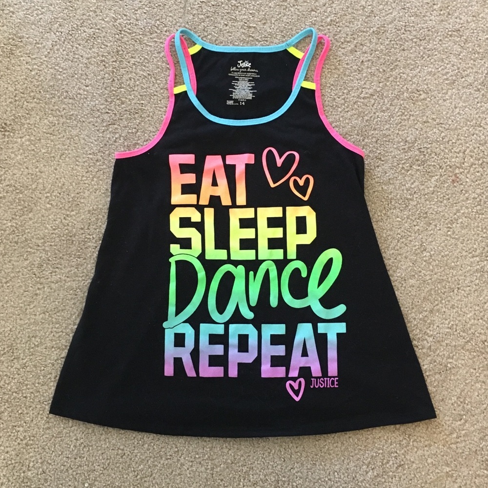 Justice “Eat, Sleep, Dance, Repeat” Pajama Top